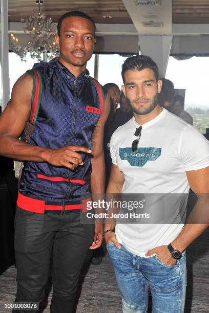 Wendell Carter and Sam Asghari attend Hemp Hyrdate and GBK Pre ESPY Lounge on July 17, 2018 in Los Angeles, California.