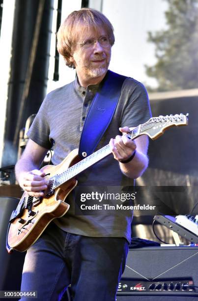 Trey Anastasio of Phish performs during the band's 2018 Summer Tour opening night at Lake Tahoe Outdoor Arena At Harveys on July 17, 2018 in...