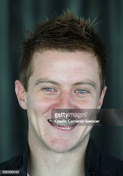 Scott Jamieson of Sydney FC talks to media during a Sydney FC A-League press conference announcing his signing at Sydney Tower on May 21, 2010 in...