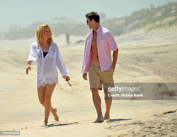 Kate Hudson and Colin Egglesfield work on location for "Something Borrowed" on May 20, 2010 in Amagansett, New York.