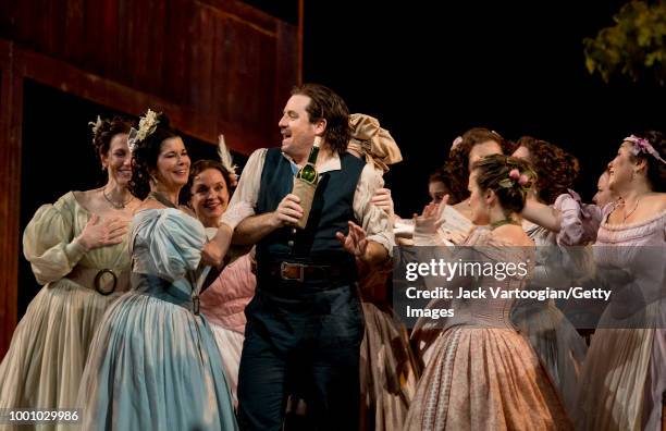 American tenor Matthew Polenzani , along with the company, performs at the final dress rehearsal prior to the season premiere of the Metropolitan...