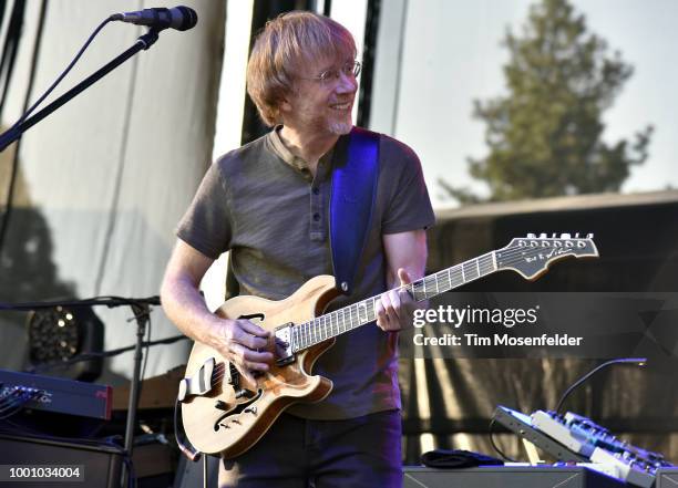 Trey Anastasio of Phish performs during the band's 2018 Summer Tour opening night at Lake Tahoe Outdoor Arena At Harveys on July 17, 2018 in...