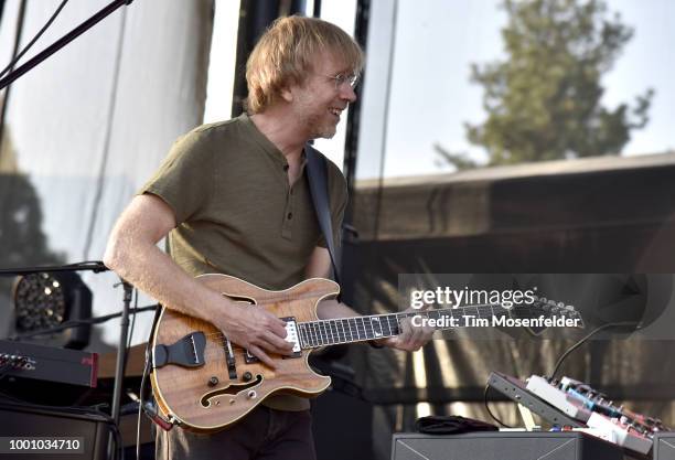 Trey Anastasio of Phish performs during the band's 2018 Summer Tour opening night at Lake Tahoe Outdoor Arena At Harveys on July 17, 2018 in...