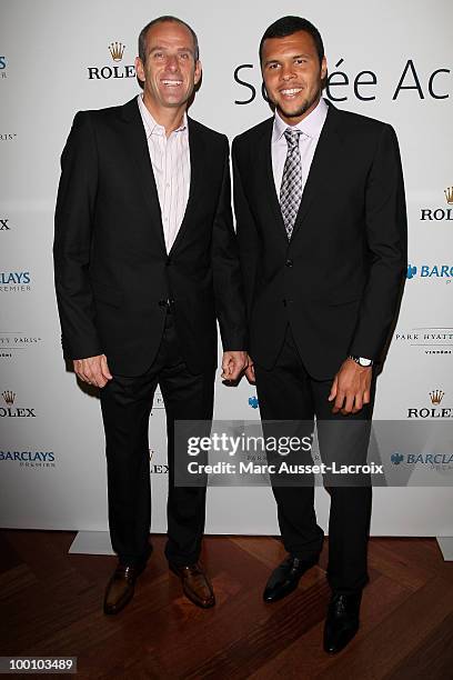 Guy Forget and Jo Wilfried Tsonga Father attend ''the Jo Wilfried Tsonga 'Ace de Coeur' Charity Cocktail'' at Hotel Park Hyatt on May 20, 2010 in...