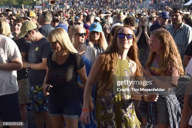 Atmosphere as Phish performs during the band's 2018 Summer Tour opening night at Lake Tahoe Outdoor Arena At Harveys on July 17, 2018 in Stateline,...