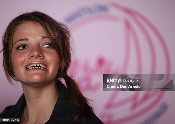 Sailor Jessica Watson speaks to the media at a media conference held by her around the world voyage sponsors at The Loft on May 21, 2010 in Sydney,...