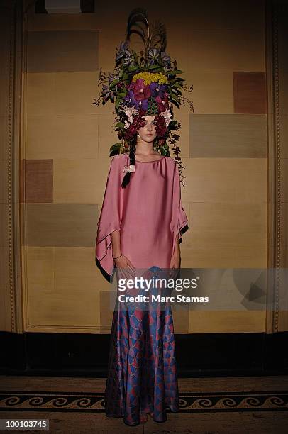 Model Casey Hinschen attends the 9th annual "Tulips & Pansies: A Headdress Affair" at Gotham Hall on May 20, 2010 in New York City.