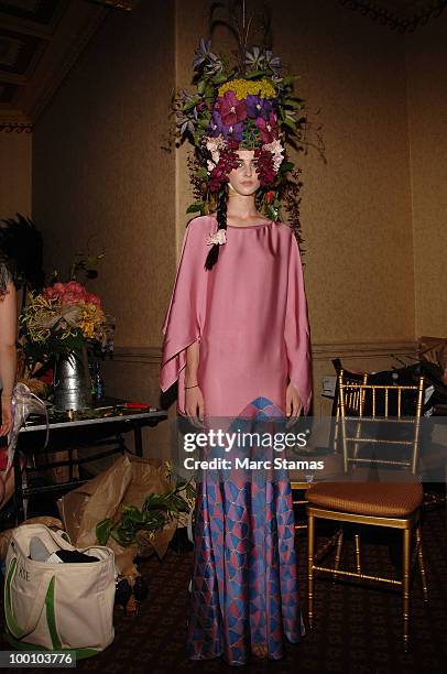 Model Casey Hinschen attends the 9th annual "Tulips & Pansies: A Headdress Affair" at Gotham Hall on May 20, 2010 in New York City.