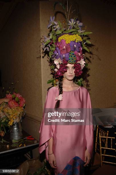 Model Casey Hinschen attends the 9th annual "Tulips & Pansies: A Headdress Affair" at Gotham Hall on May 20, 2010 in New York City.