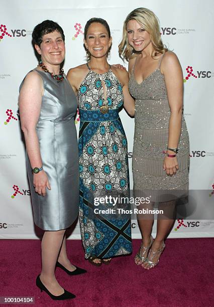 Of Young Survival Coalition, Marcia Stein, NBC reporter Cat Greenleaf, and News 12 reporter Erica Zaky attend Young Survival Coalition Hosts "In...