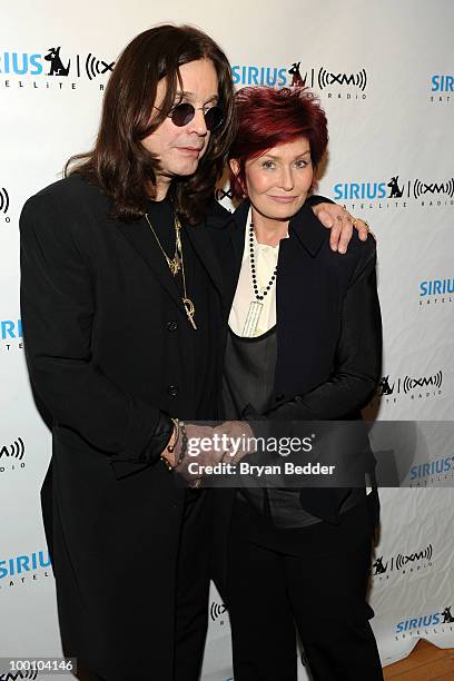 Musician Ozzy Osbourne and his wife Sharon Osbourne appear at SIRIUS XM Studios to promote his new album "Scream" on May 20, 2010 in New York City.