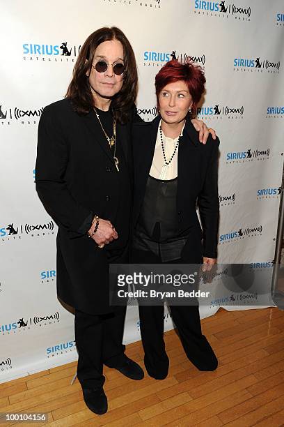 Musician Ozzy Osbourne and his wife Sharon Osbourne appear at SIRIUS XM Studios to promote his new album "Scream" on May 20, 2010 in New York City.