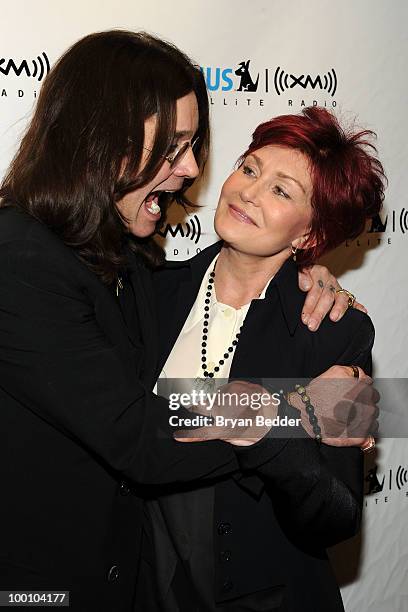 Musician Ozzy Osbourne and his wife Sharon Osbourne appear at SIRIUS XM Studios to promote his new album "Scream" on May 20, 2010 in New York City.