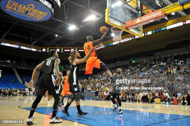Terrell Owens participates in Monster Energy Outbreak $50K Charity Challenge celebrity basketball game at UCLA on July 17, 2018 in Los Angeles,...