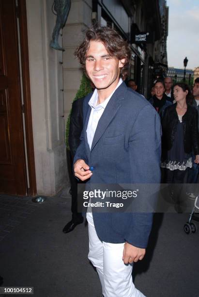 Rafael Nadal arrives at Jo Wilfried Tsonga 'Ace de Coeur' Charity Cocktail at Hotel Park Hyatt on May 20, 2010 in Paris, France.