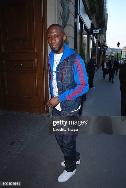 Thomas Ngijol arrives at Jo Wilfried Tsonga 'Ace de Coeur' Charity Cocktail at Hotel Park Hyatt on May 20, 2010 in Paris, France.