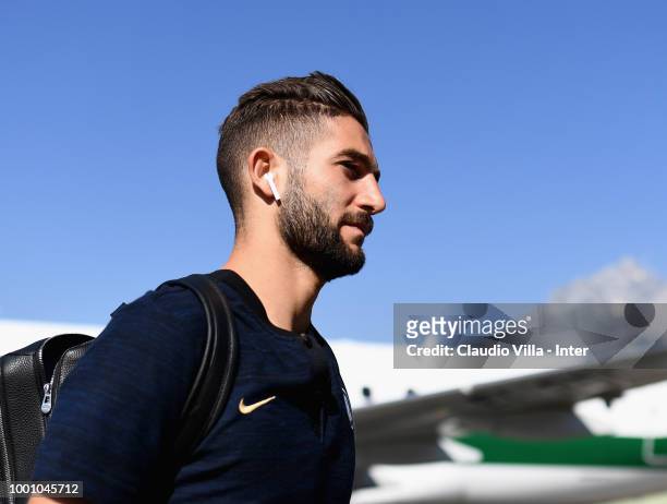 Roberto Gagliardini of FC Internazionale arrives to Sion Airport on July 18, 2018 in Varese, Italy.