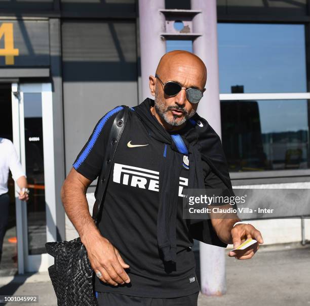 Head coach FC Internazionale Luciano Spalletti departs to Sion at Malpensa Airport on July 18, 2018 in Varese, Italy.