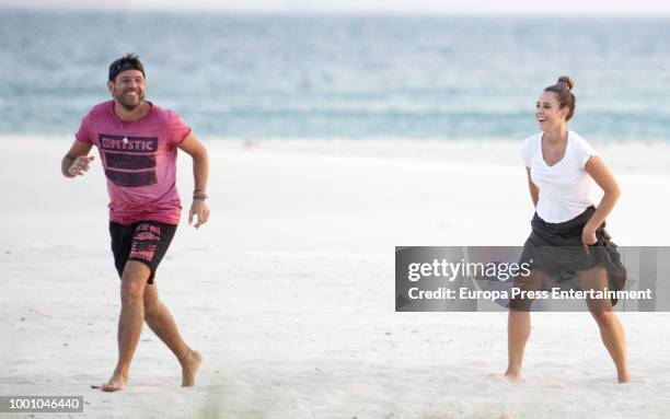 Pablo Lopez and Claudia Nieto are seen on July 17, 2018 in Marbella, Spain.