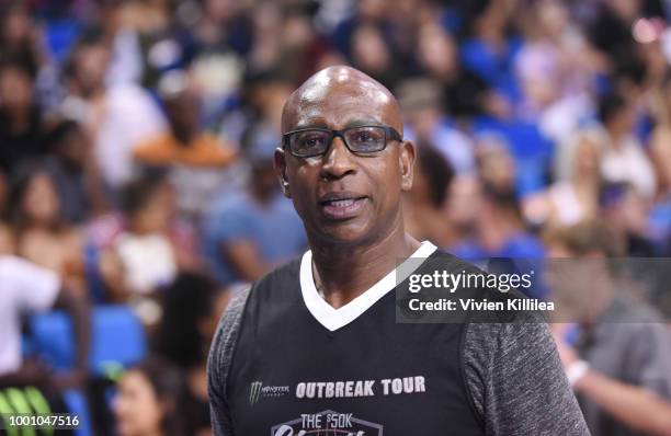 Eric Dickerson attends Monster Energy Outbreak Presents $50K Charity Challenge Celebrity Basketball Game at UCLA's Pauley Pavilion on July 17, 2018...