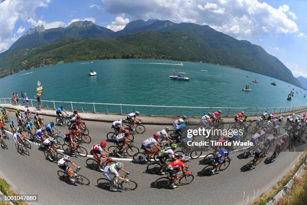 Peloton / Annecy Lake / Mountains / Landscape / during the 105th Tour de France 2018 / Stage 10 a 158,5km stage from Annecy to Le Grand-Bornand 943m...