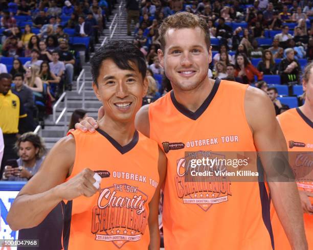 James Kyson and Colton Underwood attend Monster Energy Outbreak Presents $50K Charity Challenge Celebrity Basketball Game at UCLA's Pauley Pavilion...