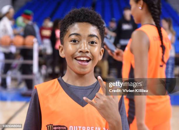 Miles Brown attends Monster Energy Outbreak Presents $50K Charity Challenge Celebrity Basketball Game at UCLA's Pauley Pavilion on July 17, 2018 in...