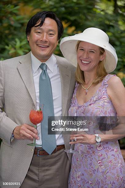 Ming Tsai and Polly Tsai attend poet Dr. Maya Angelou's 82nd birthday party with friends and family at Angelou's home on May 20, 2010 in...