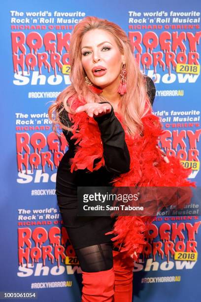 Sarah Roza attends the opening of the Rocky Horror Show at Her Majesty's Theatre on July 18, 2018 in Melbourne, Australia.