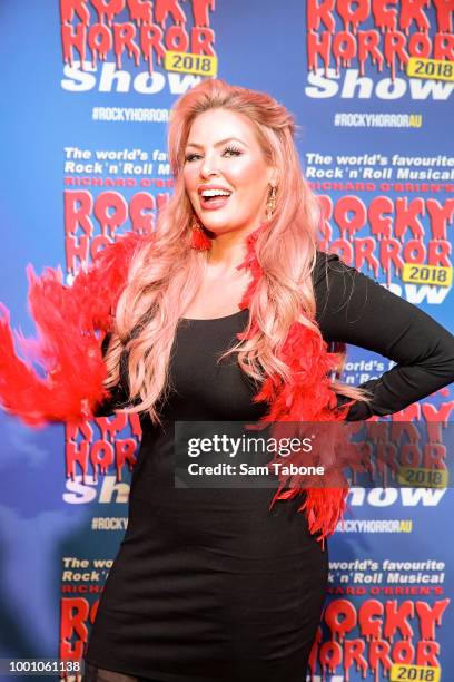 Sarah Roza attends the opening of the Rocky Horror Show at Her Majesty's Theatre on July 18, 2018 in Melbourne, Australia.