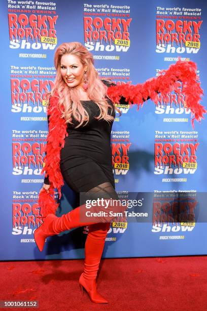 Sarah Roza attends the opening of the Rocky Horror Show at Her Majesty's Theatre on July 18, 2018 in Melbourne, Australia.