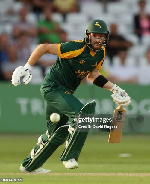 Riki Wessels Nottinghamshire watches the ball during the Vitality Blast match between Nottinghamshire Outlaws and Durham Jets at Trent Bridge on July...