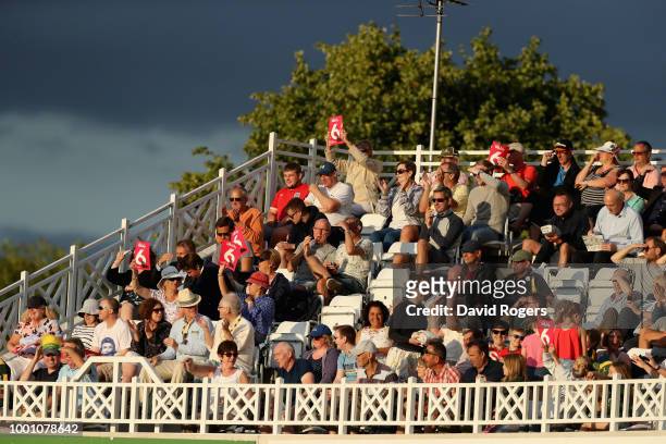 Fans during the Vitality Blast match between Nottinghamshire Outlaws and Durham Jets at Trent Bridge on July 17, 2018 in Nottingham, England.