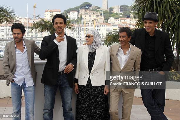 French actor Jamel Debbouze, French actor Sami Bouajila, actress Chafia Boudraa, French director Rachid Bouchareb and French actor Roschdy Zem pose...