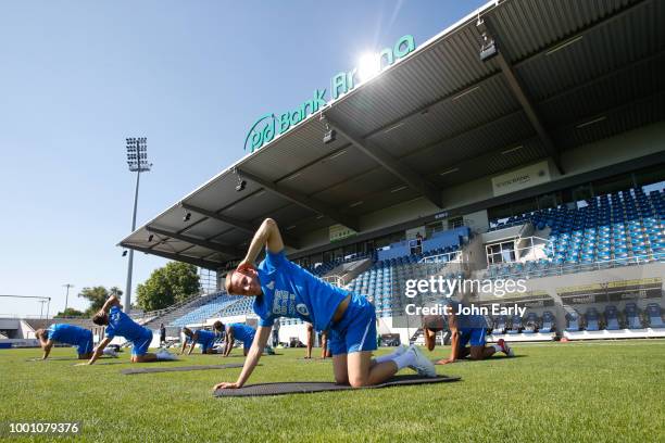 Florent Haderjonaj of Huddersfield Town during the Huddersfield Town pre-season training session at the PSD Bank Arena on July 18, 2018 in Frankfurt,...