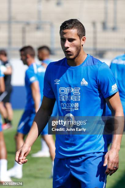 Ramadan Sobhi of Huddersfield Town during the Huddersfield Town pre-season training session at the PSD Bank Arena on July 18, 2018 in Frankfurt,...