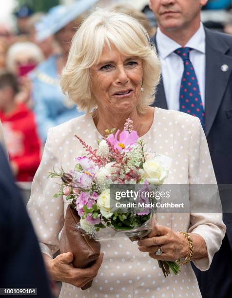 Camilla, Duchess of Cornwall visits Honiton, and attends the town's 'Gate-to-Plate' food market, meeting residents and local producers on July 18,...