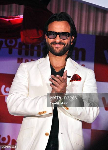 Indian bollywood actor Saif Ali Khan attends a Wynncom Mobile Phones event in Mumbai on May 21, 2010. AFP PHOTO/STR