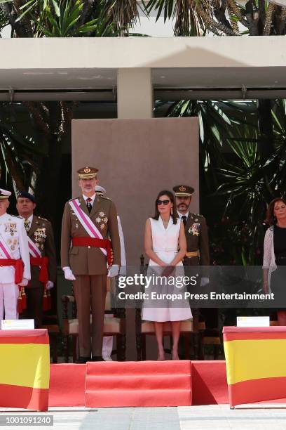 King Felipe of Spain and Queen Letizia of Spain deliver the Real Offices in the Central Academy Of The Defense on July 18, 2018 in Madrid, Spain.