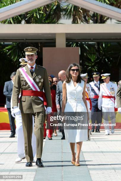 King Felipe of Spain and Queen Letizia of Spain deliver the Real Offices in the Central Academy Of The Defense on July 18, 2018 in Madrid, Spain.