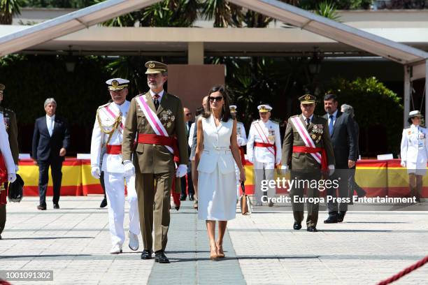 King Felipe of Spain and Queen Letizia of Spain deliver the Real Offices in the Central Academy Of The Defense on July 18, 2018 in Madrid, Spain.