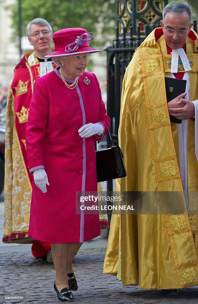 Britiain's Queen Elizabeth (C) arrives t