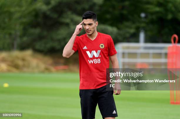 Raul Jimenez during training at Sir Jack Hayward Training Ground on July 18, 2018 in Wolverhampton, England.