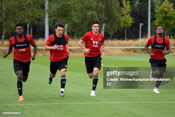 Raul Jimenez during training at Sir Jack Hayward Training Ground on July 18, 2018 in Wolverhampton, England.