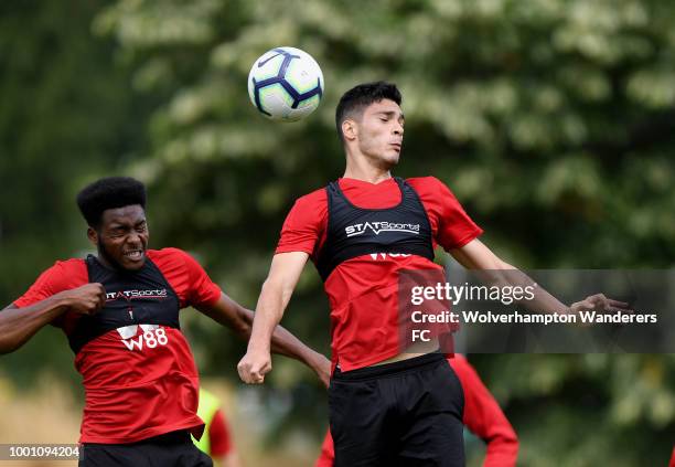 Raul Jimenez during training at Sir Jack Hayward Training Ground on July 18, 2018 in Wolverhampton, England.