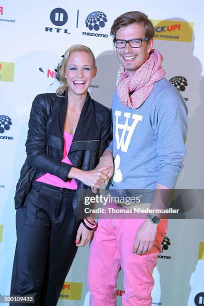 Host Mirjam Weichselbraun and Joachim 'Joko' Winterscheidt arrives at 'The Dome 54' at the Hanns-Martin Schleyer Halle on May 20, 2010 in Stuttgart,...