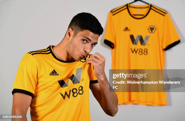 Raul Jimenez new Loan signing at Sir Jack Hayward Training Ground on July 18, 2018 in Wolverhampton, England.