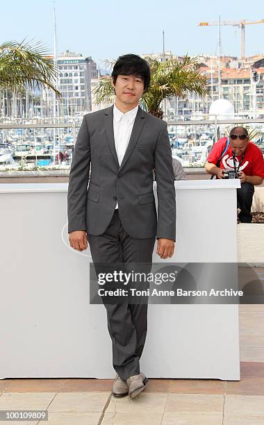 Joonsang Yu attends the 'Ha Ha Ha' Photocall held at the Palais des Festivals during the 63rd Annual International Cannes Film Festival on May 21,...