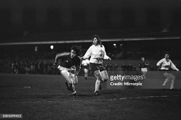 Women's International Football, England v France match. Final score 2- 0 to England, 7th November 1974.