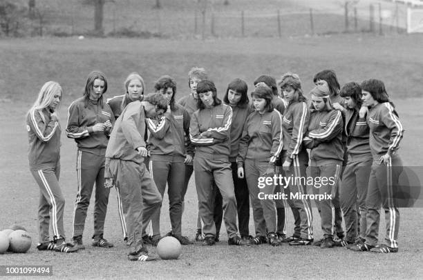 Women's International Football, England team train for England v France match, 6th November 1974.